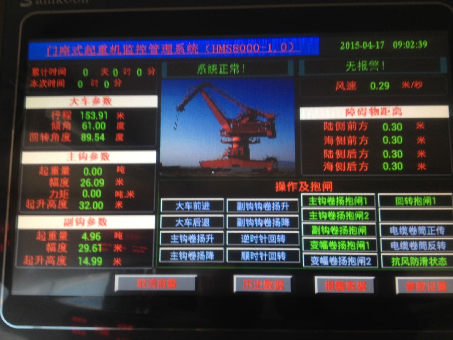 中建四局某水電站安裝HMS8000門座式起重機安全監控系統四